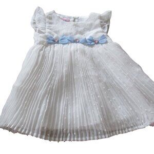Nannette Baby Dress Toddler Girls 12M White Short‎ Sleeve Bows Easter Fancy